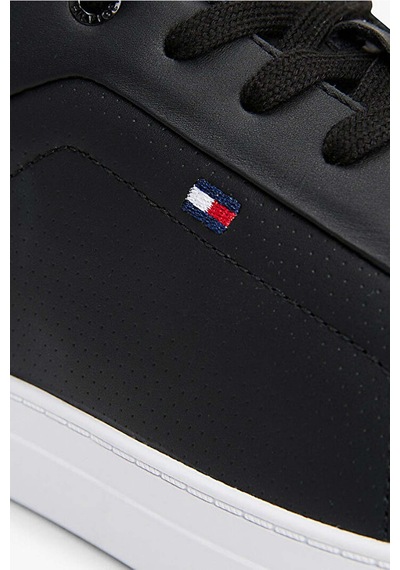 Tommy Hilfiger Icon Court Pınperf Lth Siyah Erkek Sneaker Siyah