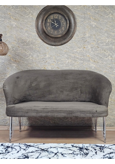 Zafir İkili Teddy Krom Kaplama Telli Ayak Çay Seti Koltuk İkili Berjer , Balkon, Salon, Ofis Kahverengi
