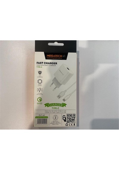 Megatech Cc01 Cc22-t3 5v-3.0a Ev Şarj+type-c Kablo Hızlı Şarj