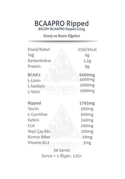 Bigjoy Bcaapro 4:1:1 Ripped 432Gr 3 Aromalı Bcaa Powder Kolalı