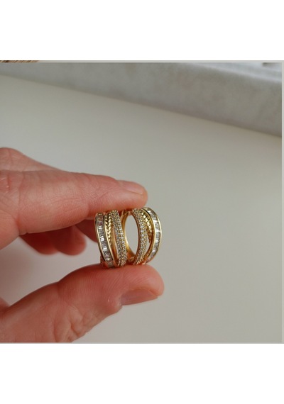Lente Aksesuar Xuping Gold Baget Ve Mikro Zirkon Taşlı Lüks Halka Küpe Altın