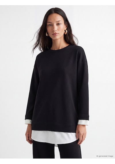 Lcw Everyday Siyah Oversize Soft Touch Kadın Sweatshirt