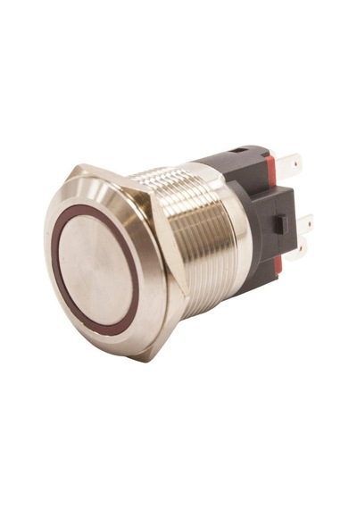 Motorobit 22E-P1Z-E 22Mm Düz Anahtarlı Işıklı Metal Buton - Kırmızı
