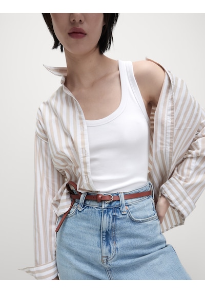 Marks & Spencer Pamuk Karışımlı Ribana Slim Fit Atlet Beyaz