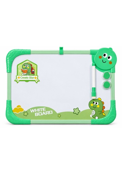Çocuklar Için Renkli Çerçeveli Beyaz Yazı Tahtası Kalem Ve 2 Mıknatıslı Eğitici Çizim Tahtası 35x25 Cm Yeşil