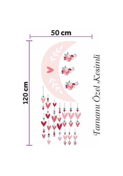 MSticker Ay Ve Sarkan Kalpler Çocuk Bebek Odası Duvar Sticker