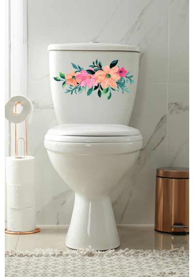 Sof Renkli Renkli Çiçekler Klozet Kapağı Ve Banyo Sticker