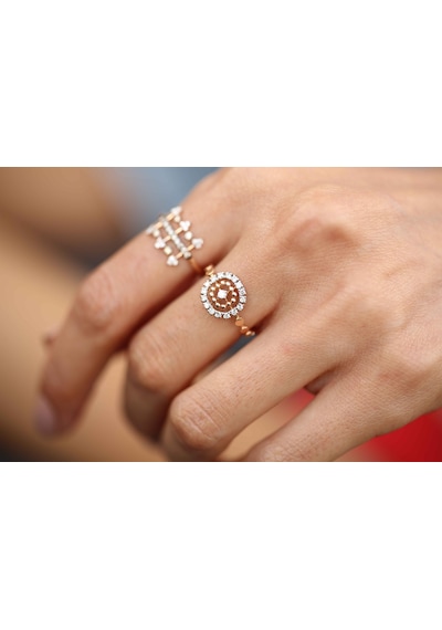 Reis Kuyumculuk T5012 Circle Full White Altın Yüzük