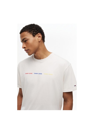 Tommy Hilfiger Tjm Reg Tj Repeat Ss Tee Erkek Beyaz T-shirt - Dm0dm23180