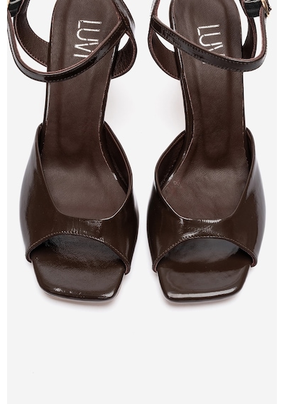 Luvi Shoes Elvıa Kahverengi Rugan Hakiki Deri Kadın Topuklu Ayakkabı