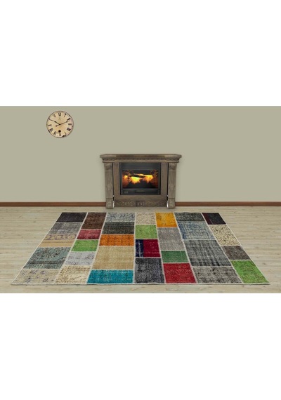 El Yapımı Patchwork Benzersiz Halı 160 X 230 Cm 5052