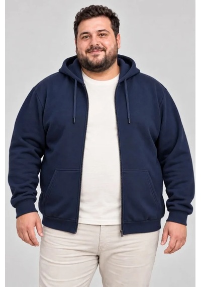 Suma Erkek Büyük Beden Üç İplik Şardonlu Kapüşonlu Fermuarlı Sweatshirt Lacivert Suma Erkek Büyük Beden Üç İplik Şardonlu Kapüşonlu Fermuarlı Sweatshirt Lacivert