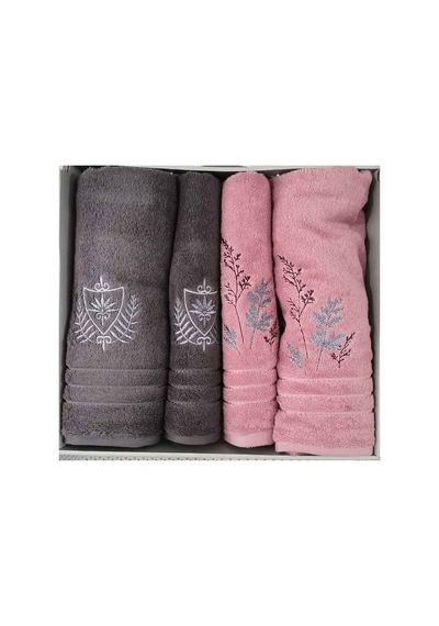 Soft Leaf Best Set Hamam Takımı Pembe
