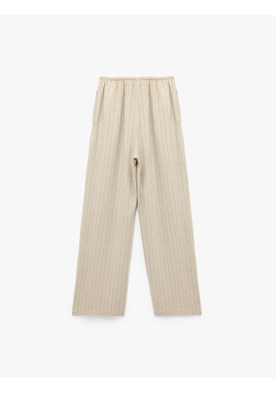 Koton Beli Bağcıklı Keten Karışımlı Rahat Kalıp Çizgili Geniş Paça Pantolon Bej Çizgili 5sal40049ıw Ekru Çizgili Koton Beli Bağcıklı Keten Karışımlı Rahat Kalıp Çizgili Geniş Paça Pantolon Bej Çizgili 5sal40049ıw Ekru Çizgili