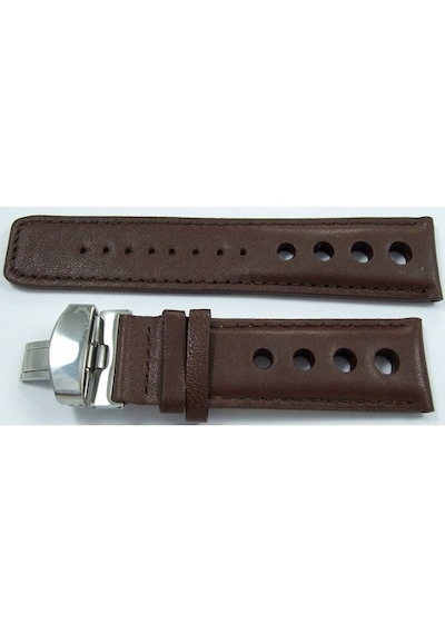 Bizon Deri Saat Kayışı 24Mm Spor Kahverengi Klipsli Saat Kordonu (305181164)