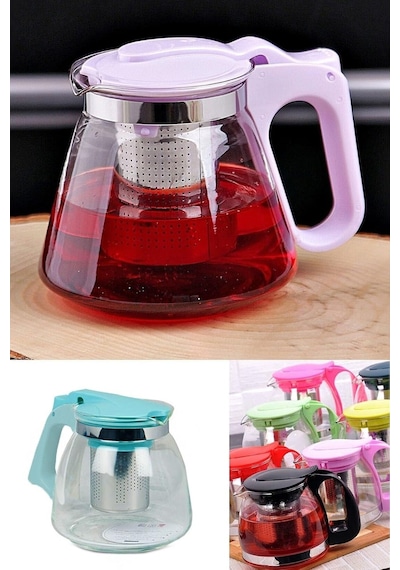 Hyd Süzgeçli Cam Demlik Tea Pot 700ml Çay Kahve Ve Bitki Çayı Demleme Çaydanlığı Çok Renkli