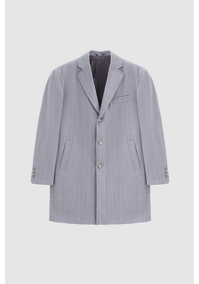 D's Damat Ds Damat Regular Fit Gri Çizgili Yünlü Palto 1hf083220016m Gri