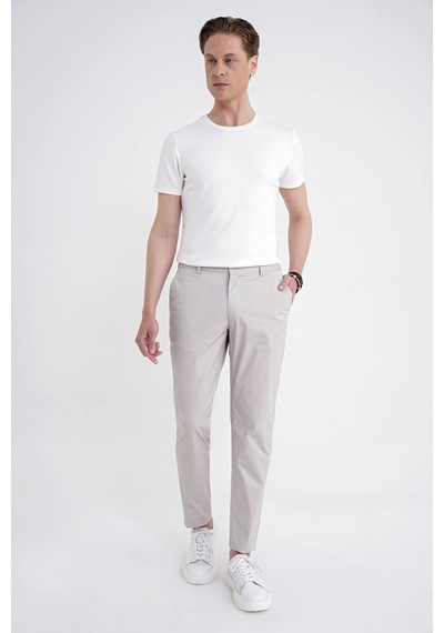 Comfort Fit Yan Cep Beli Lastikli %97 Pamuk Taş Pantolon P 1214