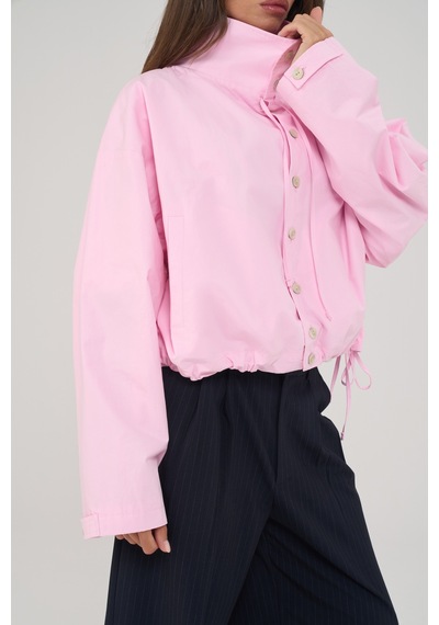 Mai Collection Liora Düğmeli Pembe Bomber Ceket