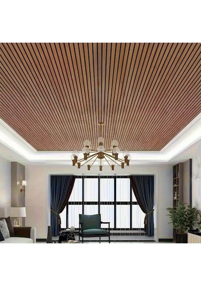 60cmx250cm 1 Adet Kahverengi 3d Yapışkanlı Sxp Akustik Lambiri Desenli Duvar Paneli Kağıdı 3115-1