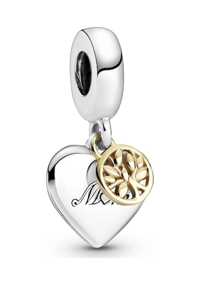Nur Silver Gold Detay Hayat Ağacı Family Kalp Gümüş Charm Nur-bl00141