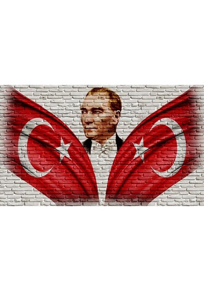 Atatürk Türk Bayrağı 3 Boyutlu Duvar Kağıdı