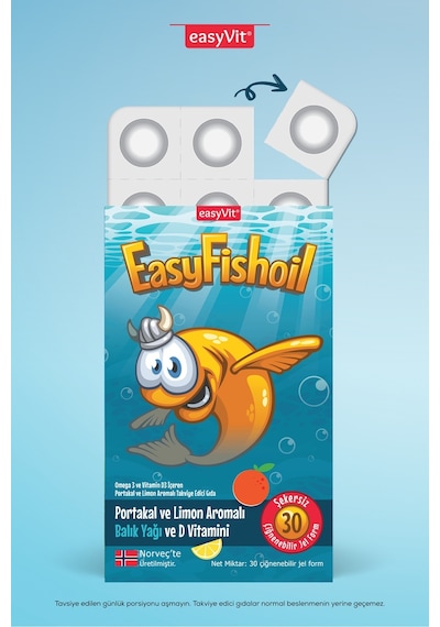Easyfish Oil Omega 3 Limon ve Portakal Aromalı Balık Yağı 30'lu