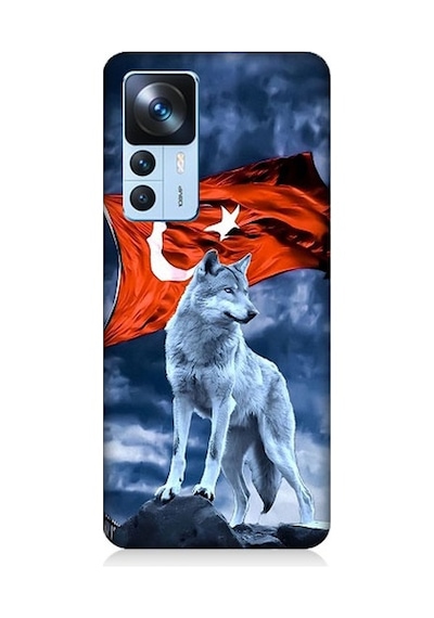 Xiaomi Mi 12t Pro Uyumlu Kurt Göktürk Ve Bayrak Desenli Silikon Kılıf