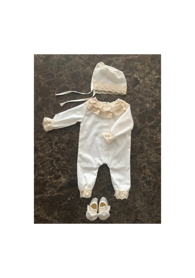 Hayy Baby Kıds Wear Kız Bebek Krem Dantelli Hastane Çıkışı
