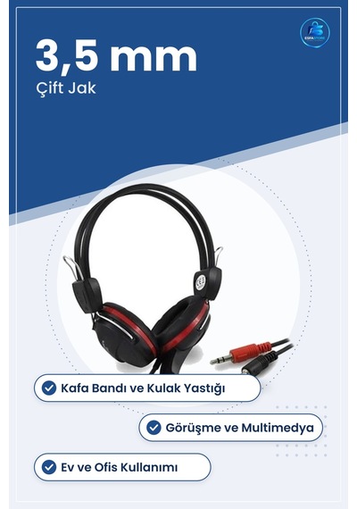 Kablolu Pc Kafaüstü Kulaklık Kulak Üstü Bilgisayar Ev Ofis Çevrim