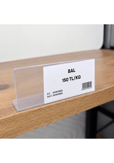 L Tipi Siperli Yapışkanlı Şeffaf Pvc Etiketlik 6x3cm 200lü Paket 200 Adet