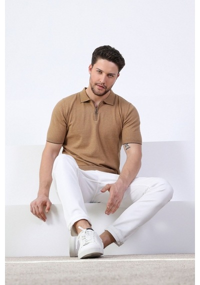 Ferraro Camel Polo Yaka Fermuarlı Erkek Pamuk Triko T-Shirt-Kahverengi (417942840) Kahverengi Ferraro Camel Polo Yaka Fermuarlı Erkek Pamuk Triko T-Shirt-Kahverengi (417942840) Kahverengi