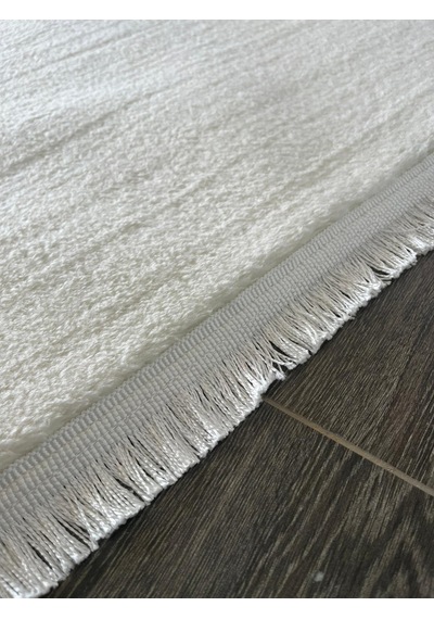 Melena Carpet Lüks Peluş Oval Yolluk Kaymaz Taban Ultra Yumuşak Modern Banyo Ve Salon Halısı Beyaz