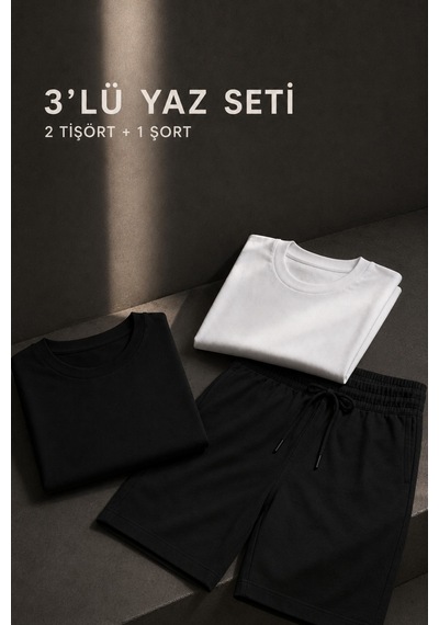 Erkek Keten Siyah Şort & Siyah-beyaz Basic Pamuklu 2 Li Set Tişört Premium Rahat Kalıp 3 Lü Yazlık Takım Siyah+beyaz-tişört/siyah-şort Erkek Keten Siyah Şort & Siyah-beyaz Basic Pamuklu 2 Li Set Tişört Premium Rahat Kalıp 3 Lü Yazlık Takım Siyah+beyaz-tişört/siyah-şort