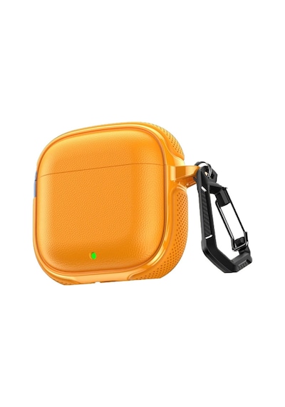 Huawei Freebuds Se 2 / Se 3 İle  Kılıf Deri Dokulu Tpu Koruyucu Case Metal Karabinalı Şarj Girişli Sarı