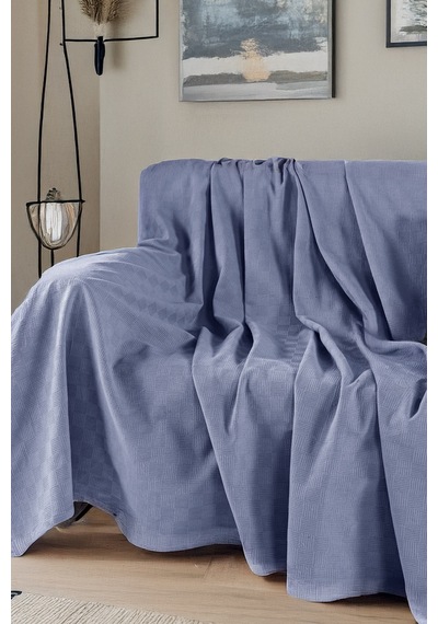 Koltuk Örtüsü %100 Pamuk Yatak Örtüsü Pike 200 X 230 Cm Mavi