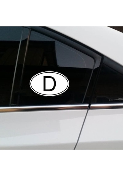 D Deutschland Almanya Oval Oto Sticker 2 Adet Beyaz