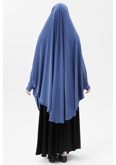 Altobeh Kadın Tesettür Medine İpeği Çarşaf Üstü Peçeli Sufle Hijab Koyu Kot