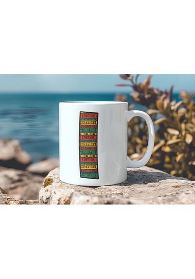 I Harfi Etnik Desenli Kupa - Afrika Tarzı Kahve Çay Kupası - Hediyelik - Black History Beyaz