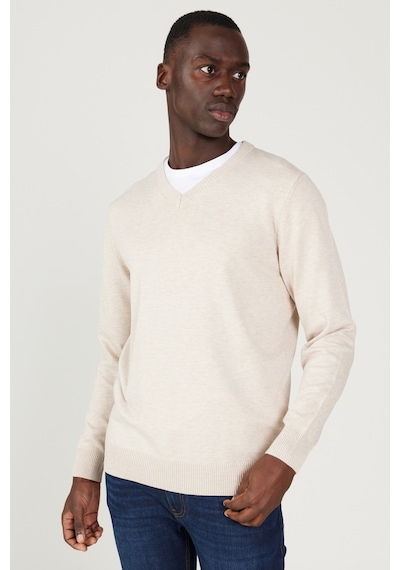 AC&Co / Altınyıldız Classics Erkek Bej Melanj Standart Fit Normal Kesim V Yaka Triko Kazak Bej Melanj AC&Co / Altınyıldız Classics Erkek Bej Melanj Standart Fit Normal Kesim V Yaka Triko Kazak Bej Melanj