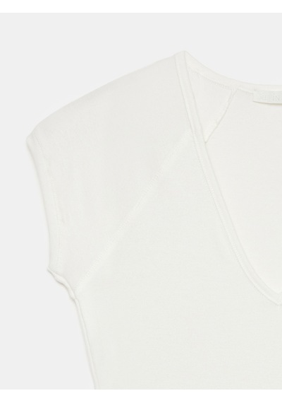 Dilvin 32894 V Yaka Fit T-shirt-ekru