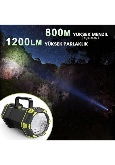 El Feneri-çalışma Lambası Ledli Fonksiyonlu Usb Şarj Beyaz-kırmızı Çakarlı 200 85 Mm 280 Gr