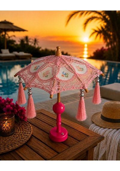 Missidea Vintage Soft Pink Bohem Dekoratif Şemsiye Lambası