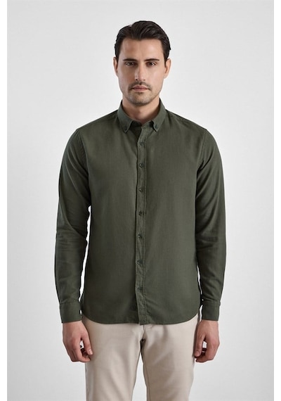 Süvari Koyu Yeşil Slim Düğmeli Yaka Düz Casual Gömlek Gm2008000264-y05 Süvari Koyu Yeşil Slim Düğmeli Yaka Düz Casual Gömlek Gm2008000264-y05
