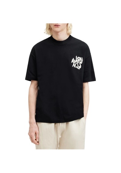 Barlashive Erkek Tişört Baskılı Oversize Kısa Kol T-shirt - Siyah Çok Renkli