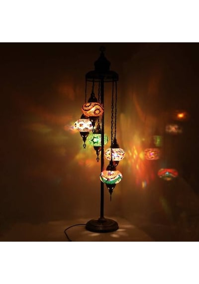Dekoratif Mozaik Gece Lambası Otantik Dekoratif El Yapımı 5 li Lambader v2