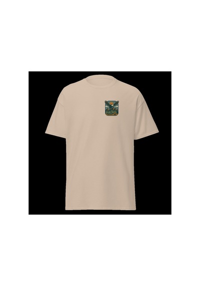 Wildstyle Kartal Renkli Vintage Yaban Hayat Doğa Dağ Rozet Baskılı Unisex Bisiklet Yaka Pamuklu Tişört Camel