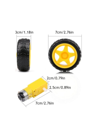 4 Adet Akıllı Robot Arduino 6v 250 Rpm Dc Motor Ve Tekerlek Set