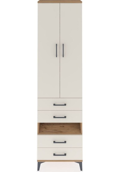 Arges Dolap 4 Raflı 4 Çekmeceli 2 Kapaklı 60x30x221 Çam-aytaşı Atlas Çam
