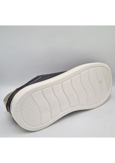 Mammamia D26ya-3890 Siyah Altın Hakiki Deri Kadın Günlük Casual Sneaker Atakkabı Siyah